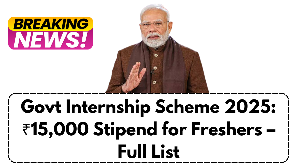 Govt Internship Scheme 2025: ₹15,000 Stipend for Freshers – Full List
